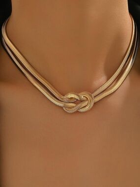 Gold Multi-Strand Knot Choker Necklace